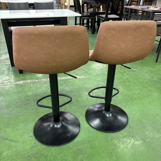 Lasola　カウンターチェア　茶色　ブラウン　二脚　2脚　バーチェア　ハイスツール　椅子　回転式　昇降式　スツール　レザー　ヴィンテ