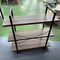アイアンラック 3段 三段 木製 棚 シェルフ 本棚 オープンラック 収納棚 飾り棚 インダストリアル カフェ風 ブルックリン スタイル ワイド 幅広の画像