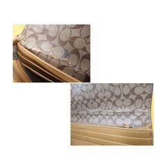 現状品 COACH 長財布 F52144 ブラウン系 コーチ シグネチャー スリム スナップ式 ミニポーチ付き 西岡店の画像