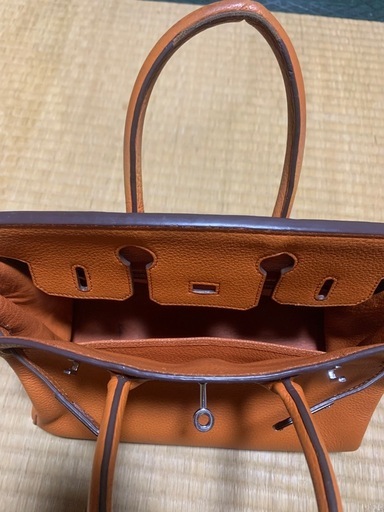 エルメスバーキン25 　オレンジ　シルバー金具　ダメージあります　　　　　　