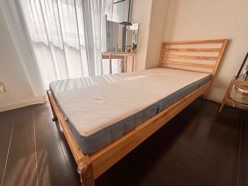 IKEA のベッドフレーム&コイルマットレス&すのこセット（シングルサイズ） 引渡し期間:2/23〜3/8
