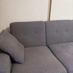 フルカバーリング カウチソファー ダークグレーの画像