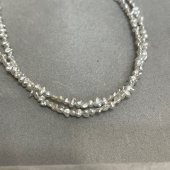 K18 淡水パール 二連ネックレス ハートチャーム 上品デザイン アクセサリー ネックレス 留め具 K18 刻印 パールネックレスの画像