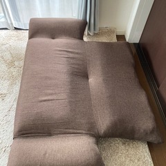 ３段階式リクライニングソファ（２人掛け用、色：ブラウン）の画像