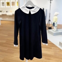 ユニクロ　フォーマル　ネイビー白襟ワンピース　110の画像