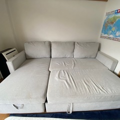  収納付きカウチソファベッド 布張りタイプ の画像