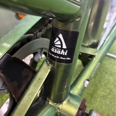アサヒサイクル　ママチャリ　自転車　26インチ　6段ギア　カゴ付き自転車　緑の画像
