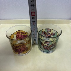 新品杏露酒、ノベルティーミニグラス、ステンドグラス風の画像