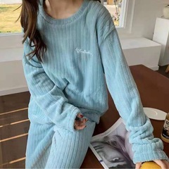 ✨️新品✨️リブ編み ブルー ルームウェアセット パジャマの画像