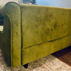 【2/15まで】アンティーク調2Pソファ（グリーン）猫飼育・傷ありのため格安！の画像