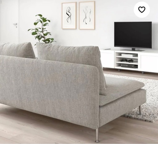 IKEA 3人掛けコンパクトソファ ソーデルハムン ヴィーアルプ ベージュ/ブラウン