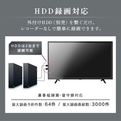 アイリスオーヤマ製 55インチ 4K対応液晶テレビ