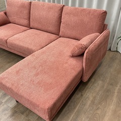 KB-20【新入荷　アウトレット品】レイラ/ファブリック　カウチソファ　ピンクの画像