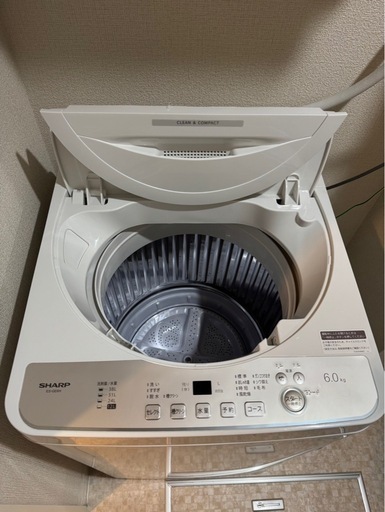 シャープ 全自動洗濯機 6.0kg ES-GE6H-N 縦型洗濯機 本体 2024年製