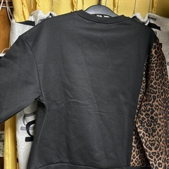 Lサイズ スウェット上下黒×レオパード 個性派デザインの画像