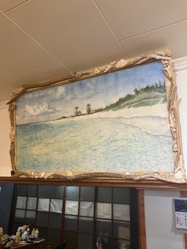作家作品 流木×貝殻 額装アート 和紙絵 91×51cm アクリル板 割れなし 店舗使用