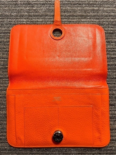 HERMES エルメス ドゴンGM トゴ オレンジ 手帳カバー