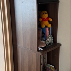 キッチン収納棚／家電収納可・コンセント付き（ダークブラウン）の画像