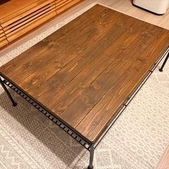 木製×アイアン ローテーブル 63×90×35｜4,000円｜今週末引取の画像