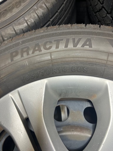 185/70r14 PRATIVA yokohama2025年製ほぼ新品と純正日産鉄ホイール4本セット