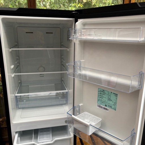 ?福岡市東区配送設置無料?【⭐️全額返金保証⭐️】　ハイセンス 冷蔵庫 幅48.1cm 162L ブラック HR-D16FB 2ドア 