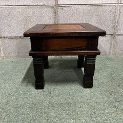 アジアン家具 木製 花台 物置台 小物台 インテリア オブジェ 幅30cm×奥行30cm×高さ26cmの画像