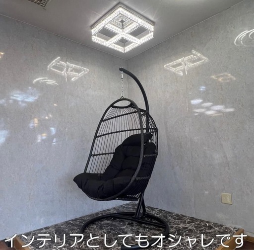 ハンギングチェア 新型折り畳み式 たまご型 ハンモックチェア ゆりかご おしゃれ 安い インテリア ガーデン ブラック