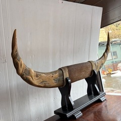 水牛の角　龍の彫刻　の画像