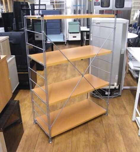 ウッドシェルフ ヤマゼン 幅85.5cm 4段シェルフ 4段収納 収納棚 オープンシェルフ ラック 収納家具 札幌市 厚別区
