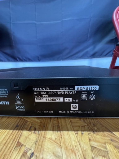 ブルーレイ　DVDプレイヤー　SONY BDP-S1500
