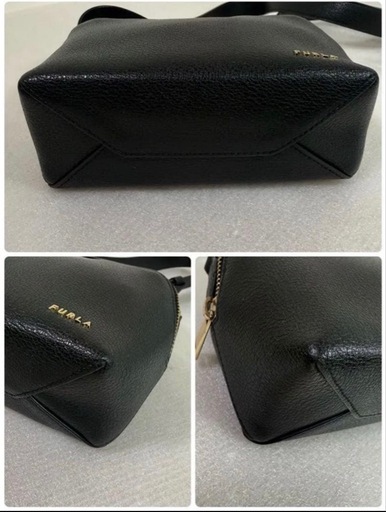 FURLA ブラックレザーショルダーバッグ