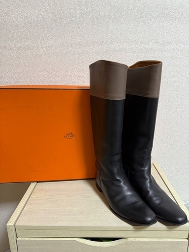エルメス HERMES ブーツ ロングブーツ ジョッキーブーツ バイカラー