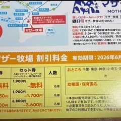 マザー牧場 入場無料券 幼稚園児・保育園児の画像