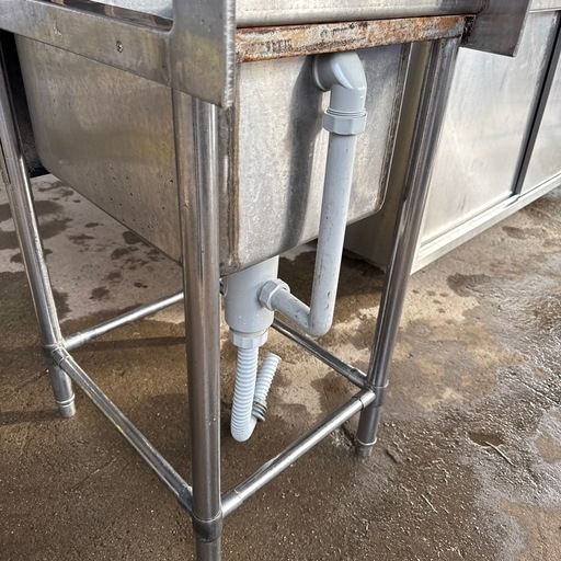 業務用厨房用品　1曹シンク 排水ホース付　450×600×800 バックガード付