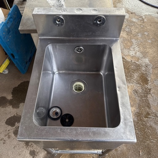 業務用厨房用品　1曹シンク 排水ホース付　450×600×800 バックガード付