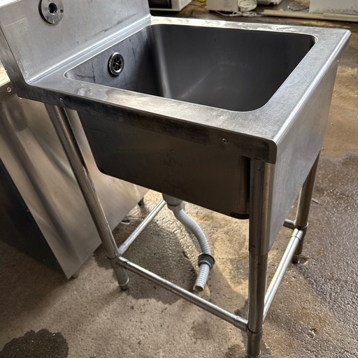 業務用厨房用品　1曹シンク 排水ホース付　450×600×800 バックガード付