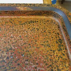 木曽堆朱漆塗り木製大型お盆（こたつ盆）（75cmx75cm) の画像