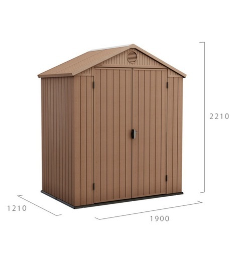 【ほぼ新品・未完成品】Keter Darwin 6×4 木目調おしゃれ物置（直接引取限定）