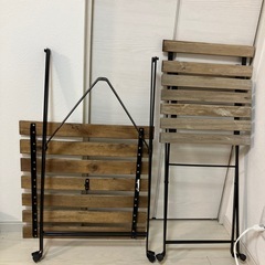 【今日、明日、引取限定】IKEA 折りたたみテーブル＋チェアセット（分解済み）の画像