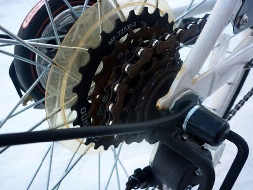☆自転車 シティサイクル 27インチ 6段変速 カゴ付き ライト付き ママチャリ 白 6段切替 ホワイト 札幌市 豊平区 平岸店