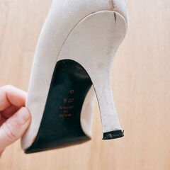 DIANA ダイアナ パンプス 22.5cm ベージュリボン オープントゥ ラメの画像