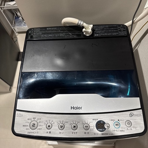 【美品】Haier 全自動洗濯機5.5kg JW-XP2CD55 シルバー 20 23年製