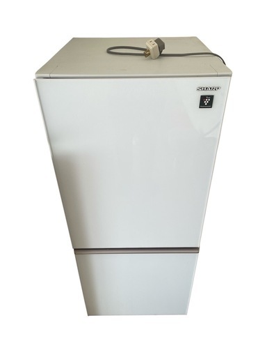 シャープ 137L 2ドア冷凍冷蔵庫 SJ-GD14E-W クリアホワイト 2019年製 プラズマクラスターイオン つけかえどっちもドア