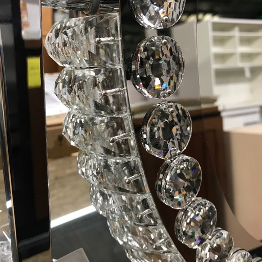 ジャングルジャングル貝塚店　ハリウッドミラー　Francfranc ブリエ　鏡　卵型　丸　ライト付きミラー　聴講記憶機能搭載　キラキラ
