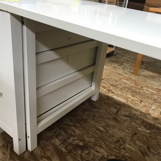 ジャングルジャングル貝塚店　折りたたみテーブル　IKEA ノールデンゲートレッグ　白　ホワイト　収納　コンパクト　ドロップリーフ2枚付