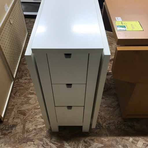 ジャングルジャングル貝塚店　折りたたみテーブル　IKEA ノールデンゲートレッグ　白　ホワイト　収納　コンパクト　ドロップリーフ2枚付