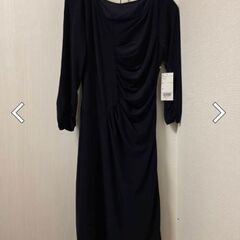 新品タグ付き　ネイビー 七分袖 ワンピース Mサイズの画像