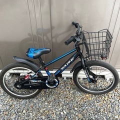 TRAVER 子供用自転車 黒/青 18インチ 補助輪ありの画像