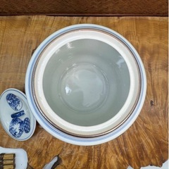 茶道具 京焼 千古窯 造 染付 四君子 福禄寿 花丸文 水指 在銘 良品 茶器 煎茶道具 煎茶器 和美術 和骨董 古玩 古道具 時代物 梅 蘭 竹 菊 の画像