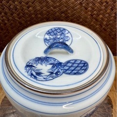 茶道具 京焼 千古窯 造 染付 四君子 福禄寿 花丸文 水指 在銘 良品 茶器 煎茶道具 煎茶器 和美術 和骨董 古玩 古道具 時代物 梅 蘭 竹 菊 の画像